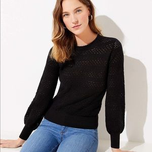 NWT The Loft Pointelle Sweater (L) Black